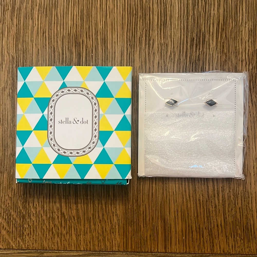 Stella & Dot black triangle studs, brand new
